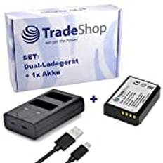 Trade-Shop batteri ersätter Canon LP-E10 850 mAh + dubbelladdare Dual Charger för Canon EOS 1100D 1200D 1300D 2000D 4000D USB 2 batteri samtidig laddning