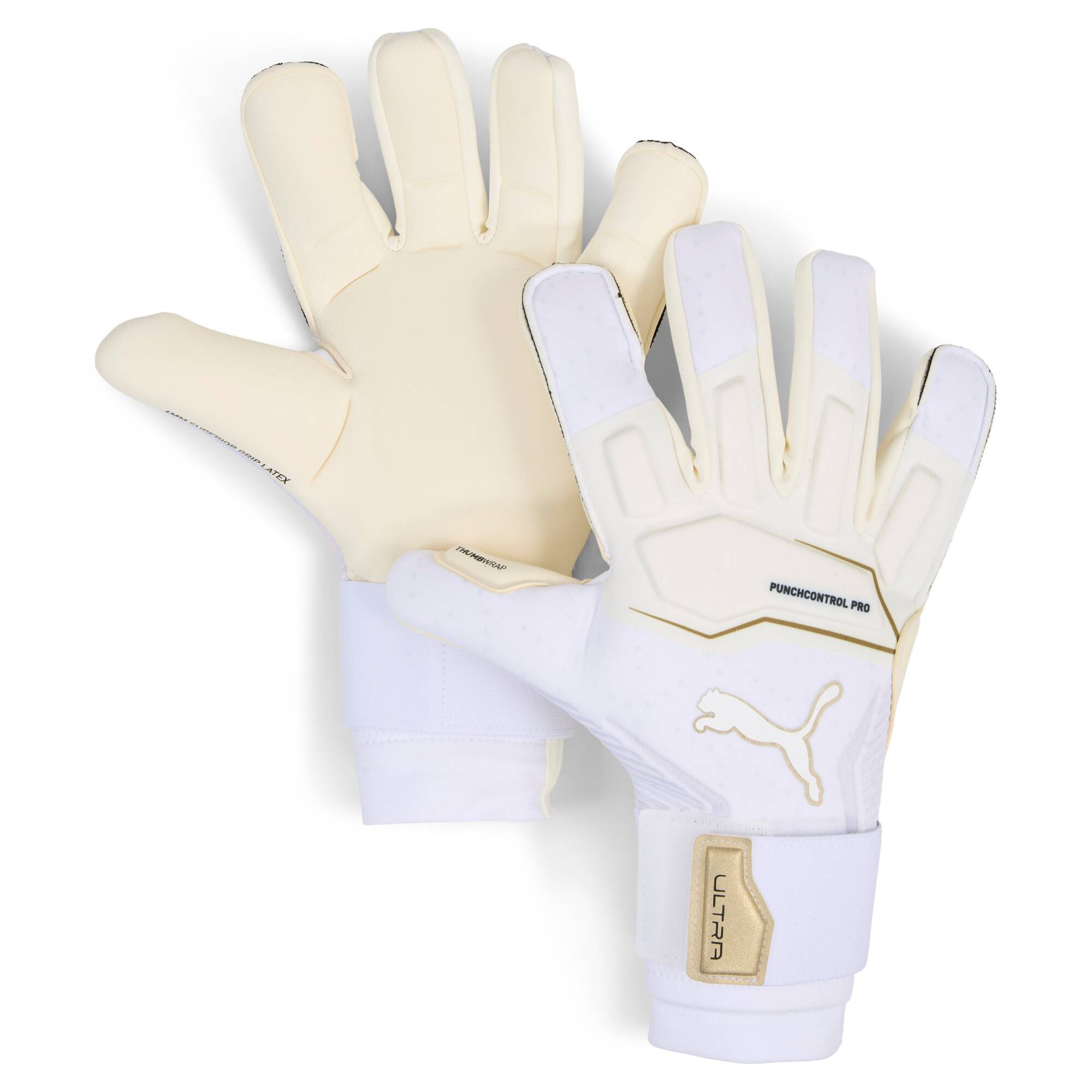 PUMA ULTRA Ultimate Hybrid Goalkeeper Gloves, Accessories, White/Gold, 7