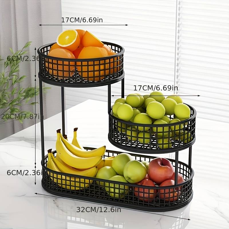 1pc Elegant Multi-tier Metal Fruit Basket - For Living Room Coffee Table | Versatile Snack & Fruit Holder