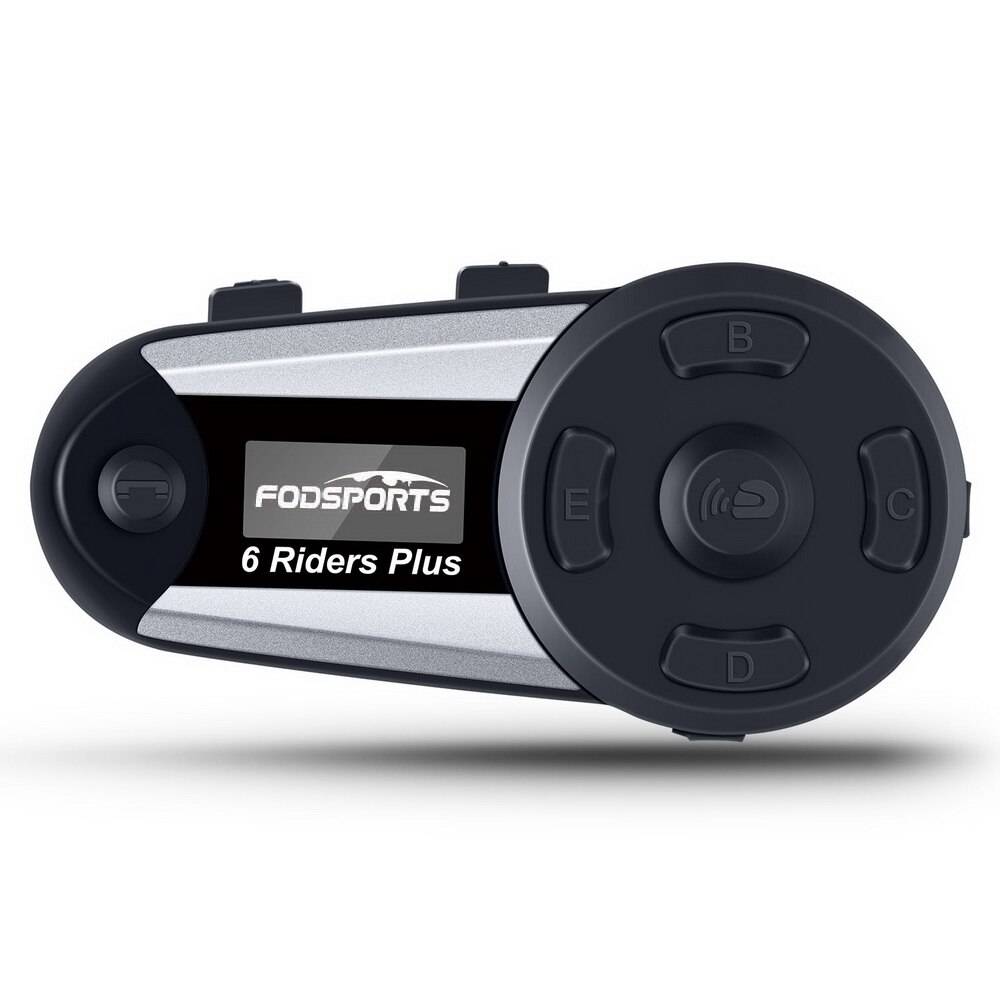 Fodsports v6 plus motorcykel hjälm headset intercom 6 riders 1000m trådlös bluetooth interphone vattentät intercomunicador fm