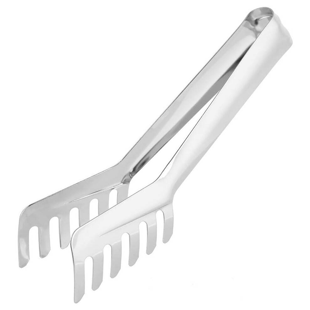 Elegant pastaservice, pastatang i rustfrit stål med kamformet tang til fast opsamling af mad, ergonomisk designet greb for komfortabel håndtering