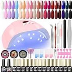 COSCELIA Nagel Kit Med UV Lampa Och Gel 20pc Nagel Gellack Set Utan 36W UV Led Lampa Top Coat Base Coat Nagellack UV Gel Nail Polish Kit