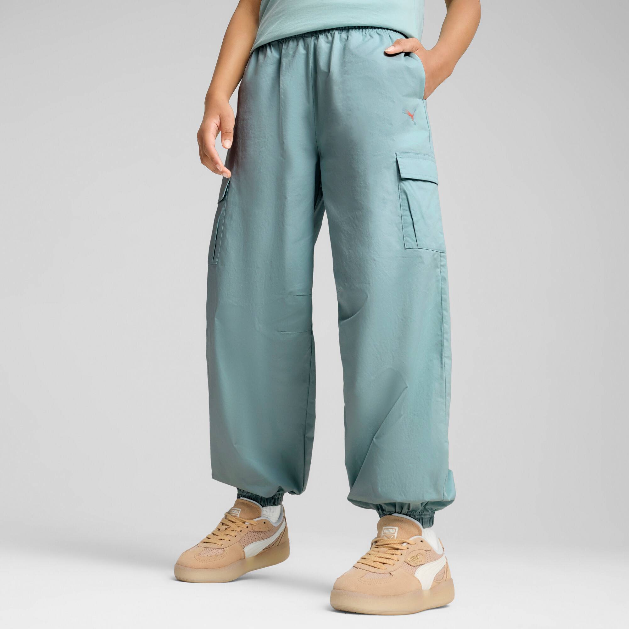 PUMA BUTTERFLY VIBE Cargo Pants Youth, Clothing, Modern Mint, 11-12Y