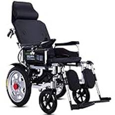 Electric Powered Wheelchair Folding Lightweight with Headrest,Motorized Wheelchairs, Mobility Chair,Seat Width 45cm,Adjustable Backrest and Pedal Angl