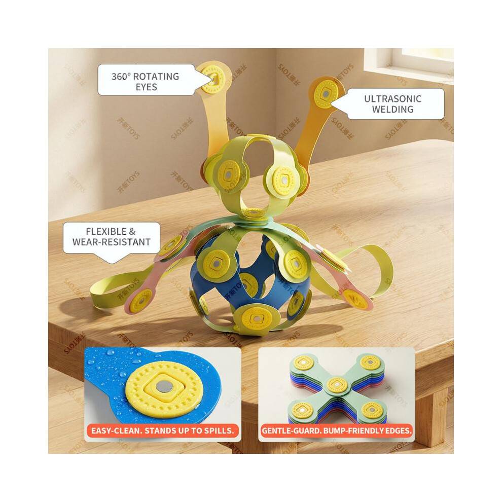 (32pcs) Magnetic Tiles Building Blocks Set Soft Magnet Puzzle Toy Parent-Child Interactive Educational STEM Kit for Kids Multicolor