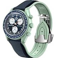 REBANDACE Rem för Omega x Swatch MoonSwatch-klocka 20 mm, vikbart spänne Omega X Swatch Månskur Speedmaster ersättningsrem, böjd inget mellanrum månskådarrem för män kvinnor, Ingen ädelsten