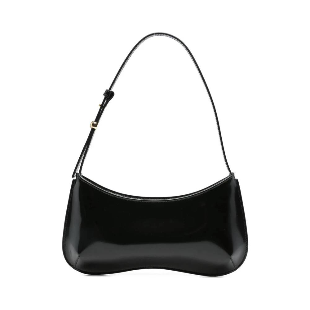 Jacquemus Sort Læder Skuldertaske Buet Silhuet - Tasker - Dame - Sort - ONE SIZE - Uld