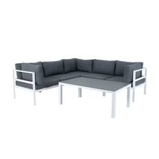 Venture Design Copacabanasofagruppe Hvid med grå hynde 3hjørne,2midtdel&bord120x70cm