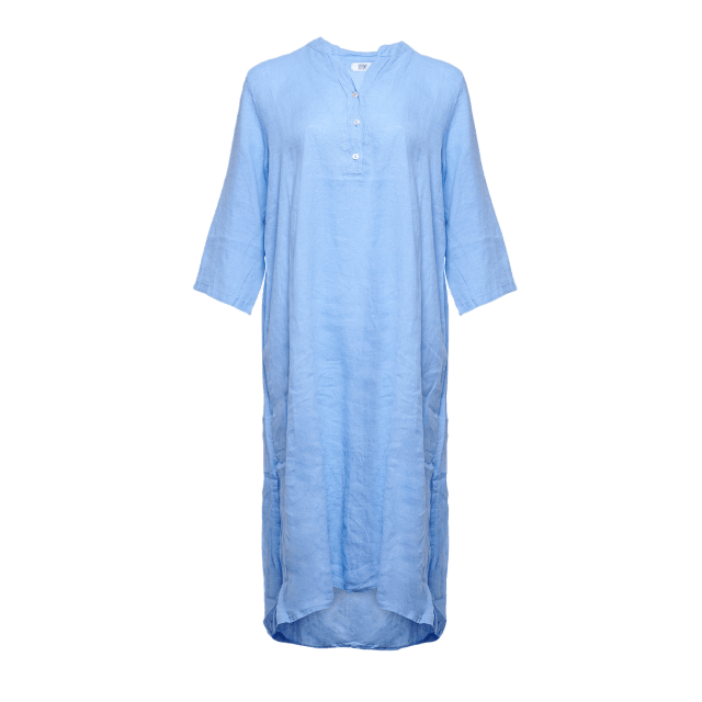 Tiffany 18970p, Long Shirt Dress With Pocket, Linen - Little Boy Blue Klänningar Dam L-XL
