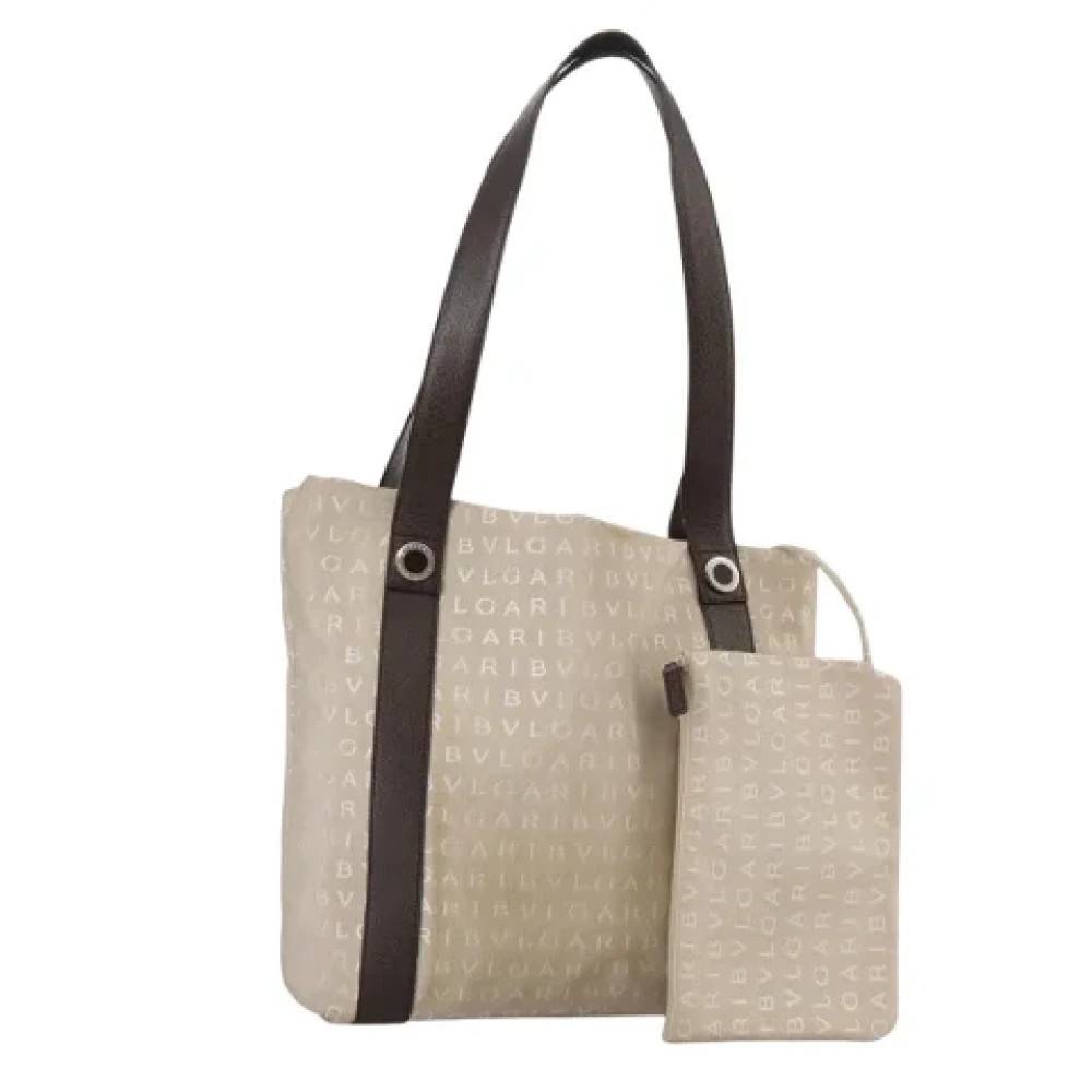Bvlgari Vintage Pre-owned Canvas skuldertasker - Vintage - Dame - Beige - ONE SIZE - Uld