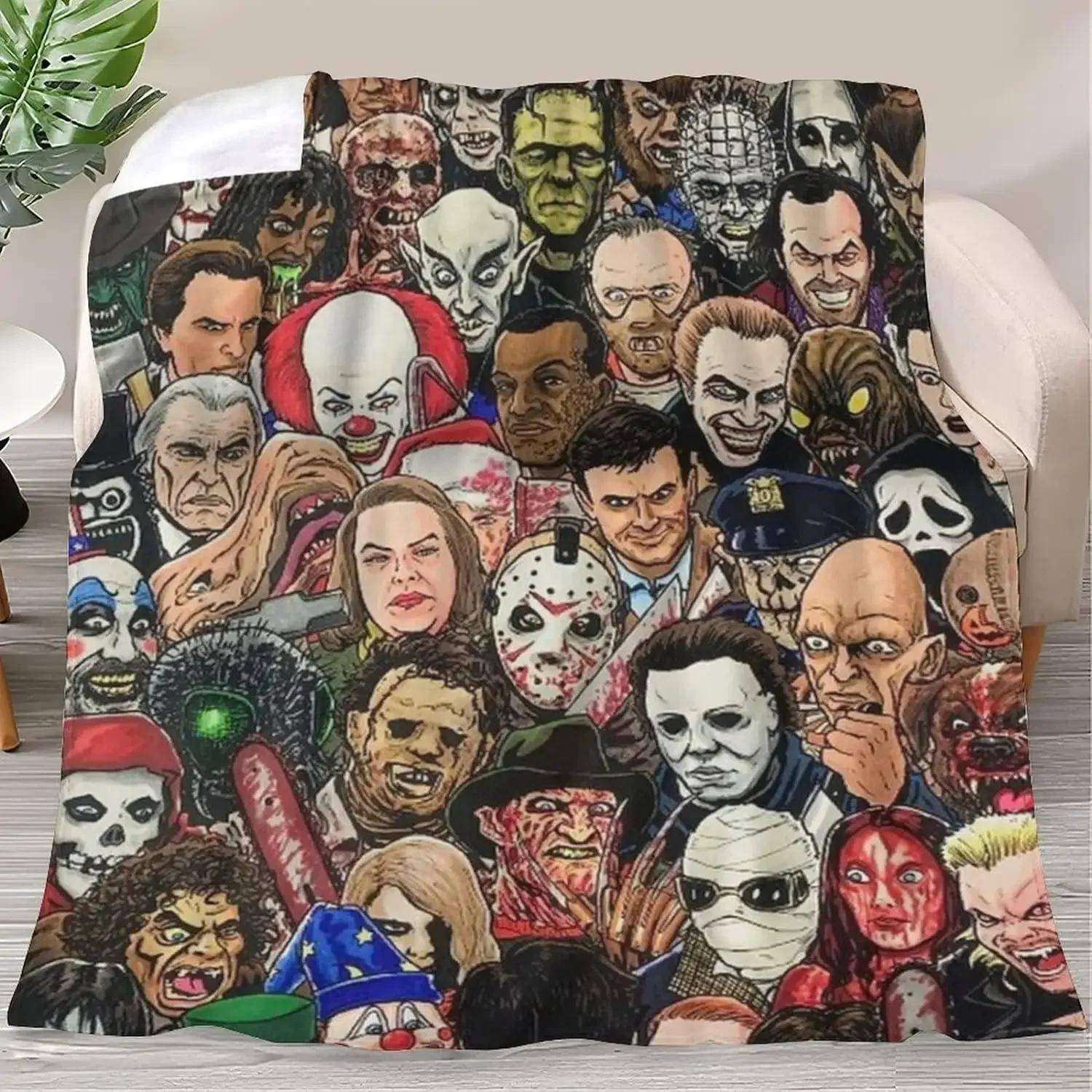Resa Michael Halloween Myers Pläd, Plysch Mikrofiber Halloween Filtar och Plädar för Soffa, Tjock Luftkonditionering