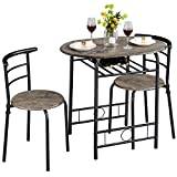 Yaheetech 3 delar balkongmöbler, trädgårdsmöbler, balkongset av trä, trädgårdsset med 1 bord och 2 stolar, balkongbord, 80 x 53 x 73,5 cm drivved brunt
