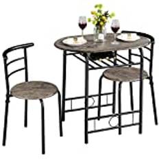 Yaheetech 3 delar balkongmöbler, trädgårdsmöbler, balkongset av trä, trädgårdsset med 1 bord och 2 stolar, balkongbord, 80 x 53 x 73,5 cm drivved brunt