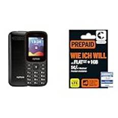 MP myPhone Fusion Knapptelefon, mobiltelefon med stora knappar, färgskärm, 1,77 tum, svart & Congstar 40-40-4180 Allnet Flat Plus (SIM, Micro-SIM and Nano-SIM) Förbetalt Kort