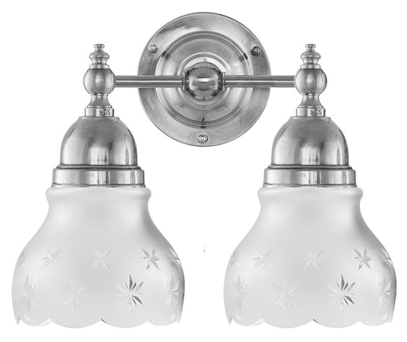 Badeværelseslampe - Bergman nikkel, slebet matteret glas