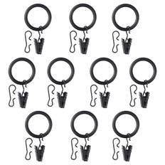 IKEA - SYRLIG gardinring med clips og krog, sort, 25 mm