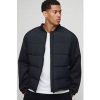 Mens Black Regular Fit Quilted Scuba Sleeve Puffer