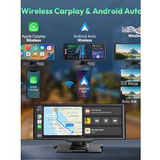 4K 10.26" Touch Screen Car DVR Dashcam Wireless Apple CarPlay Android Auto Dual Lens Video Recorder