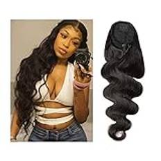 Hästsvansförlängning 10-30 tum Wave Black Human Hair Body Wave Dragsko Hästsvansförlängning Hästsvans Hårstycke i Remy Human Hair Extension Hästsvans hårstycke (Color : Natural Color, Size : 14inch