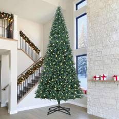 vidaXL Kunstigt Forbelyst Juletræ med 300 LED'er Grøn 500 cm PVC