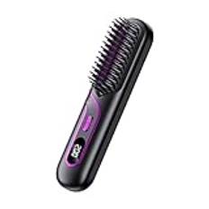 Cordless Hair Straightener, Negative Ion Technology, Hair Straightening Brush, LED Temperature Display, Hot Comb Brush, Portable Hair Tool, Frizz Control Brush, Wireless Straightening Brush