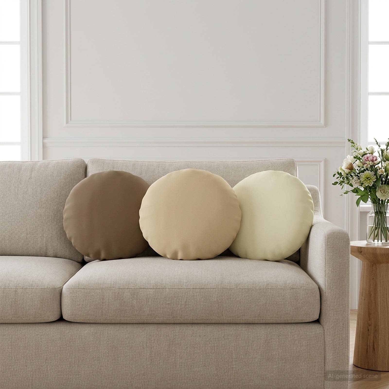 vidaXL Kuddöverdrag 2 pcs HEERLEN Beige Ø 30 cm Polyester