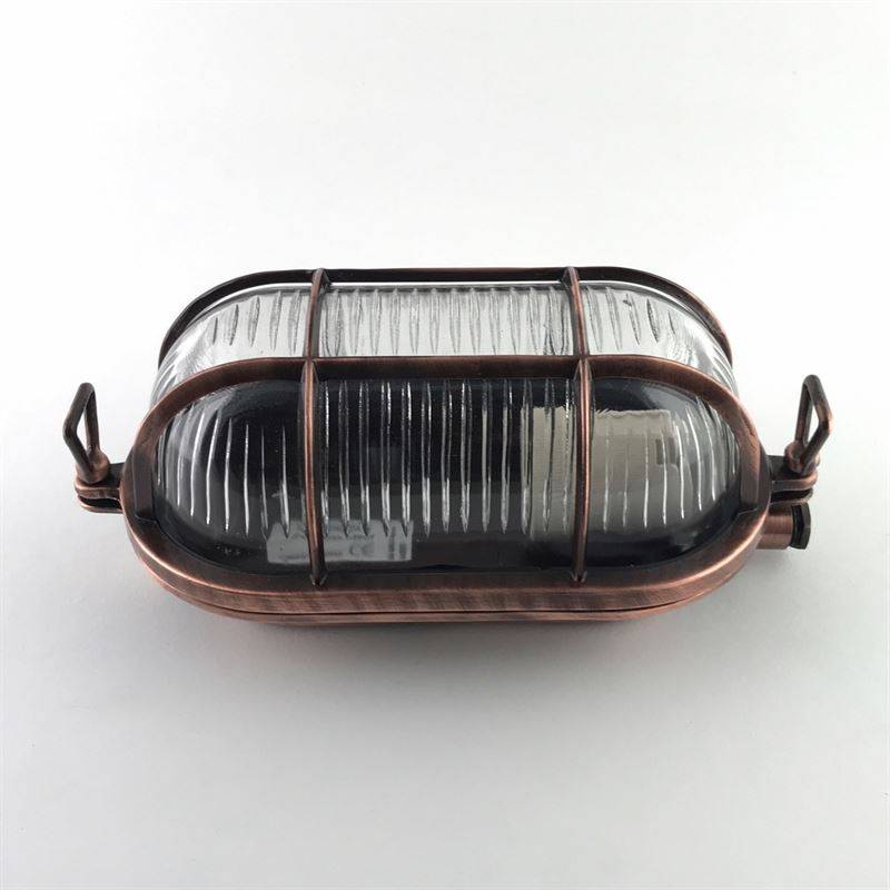 Andromeda 47B Oval skotlampe med gitter antik kobber IP64
