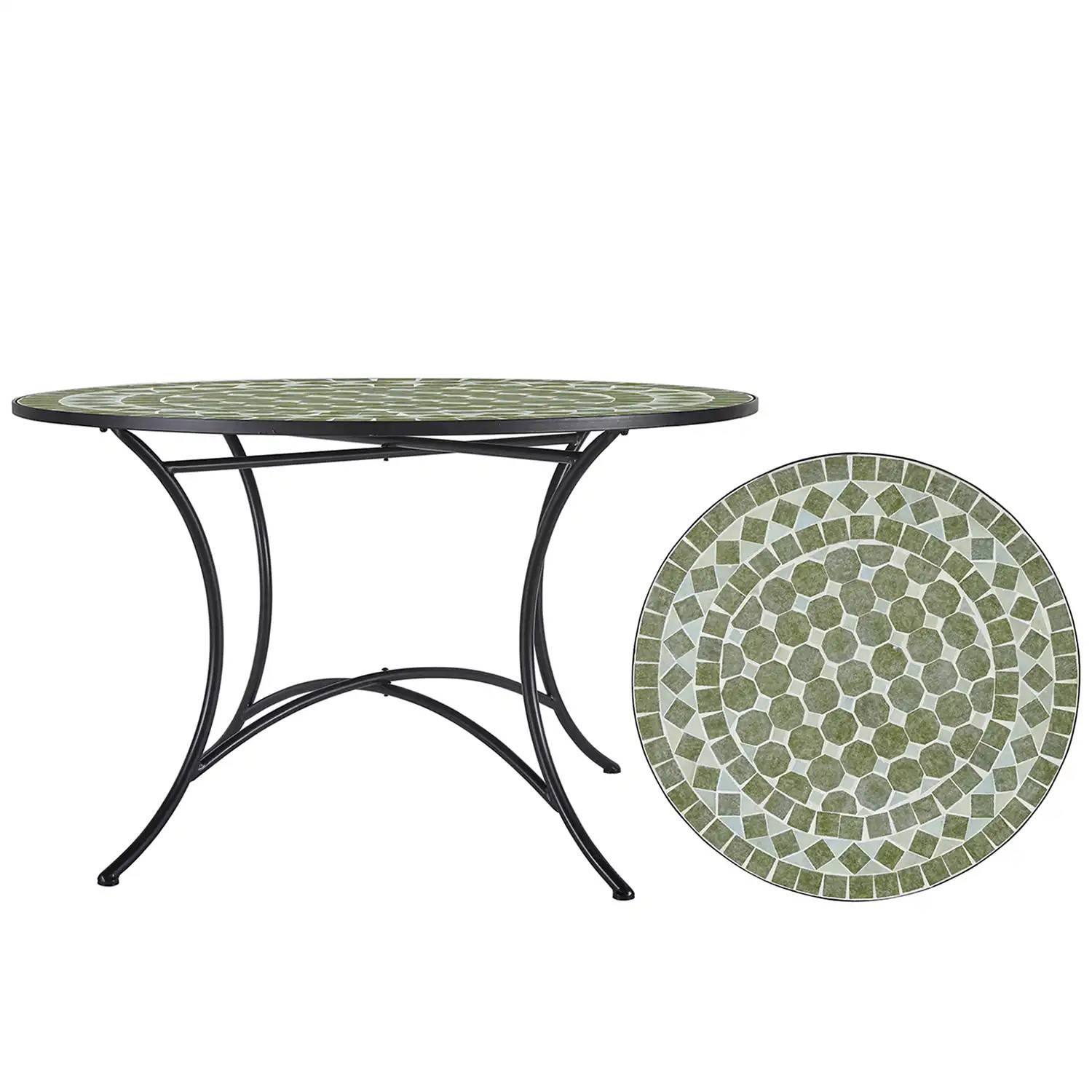 Venice mosaikbord grönmelerad/svart Ø100 cm - Svart/Grön
