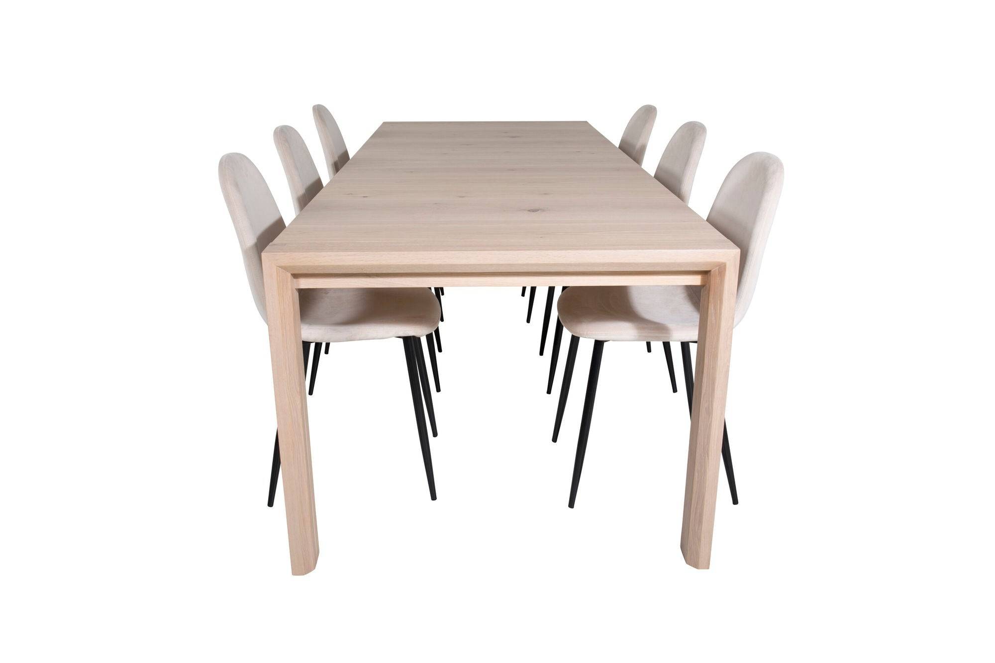 Venture Home Slider Extention bord - White Wash - 170+40+40cm +Polar Spisebordsstol- Black le