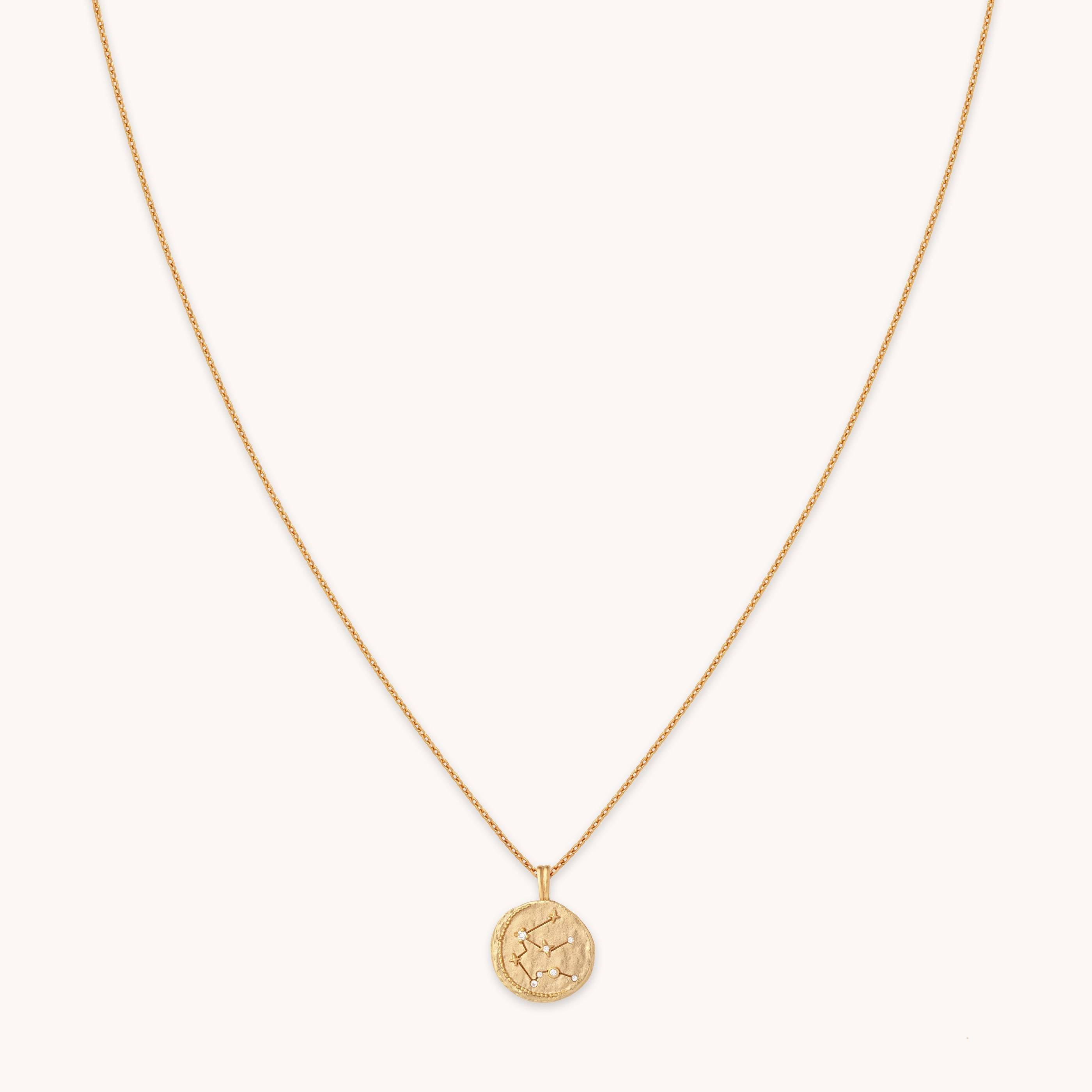 Aquarius - Zodiac Pendant Necklace in Gold - 45 cm | Star Sign Constellation Necklace | Free Engraving Service | Jewellery by Astrid & Miyu 40+5cm