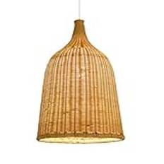 Naturlig bambu och rotting hänglampa Cylindrisk form Vävning hänglampor Matbordslampa Tropical Beach Hänglampor Coastal Wicker Material Pendel lampskärm Prosperous