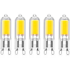 5-pak 2W G9 kapsel-base COB LED-lamper 220V 200 Lumen 10W-20W Halogen lampeækvivalent til Lysekrone Bordlampe Vægslampe Varmt hvidt 3000K