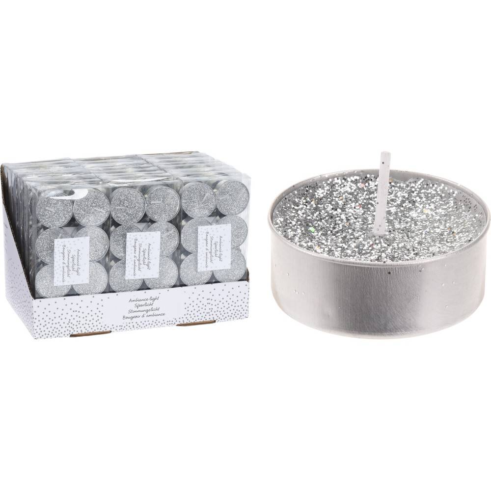 Glitter Fyrfadslys Sølv