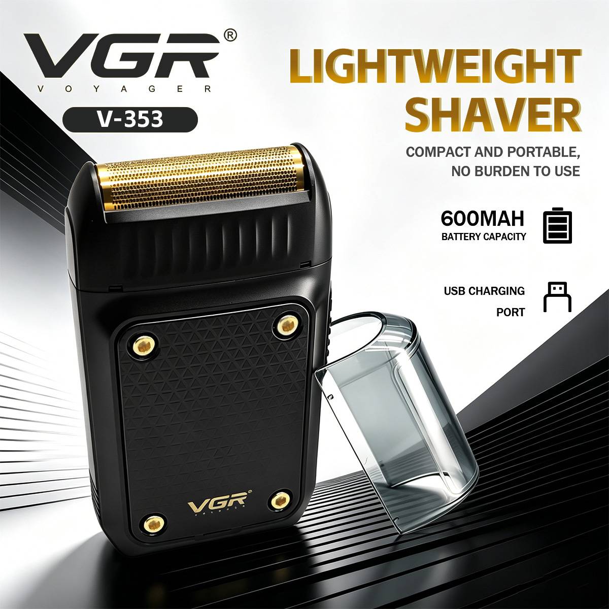 VGR Shaver Rechargeable Beard Trimmer Electric Shaving Machine Foil Shaver Mini Razor Super Close Cutting Shaver for Men V-353