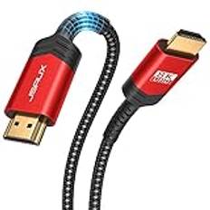 JSAUX HDMI 2.1-kabel, lång fiberoptisk kabel, 48 Gbps, 8K @ 60 Hz, 4K @ 120 Hz, UHD HDR 10+, kompatibel med eARC, Dolby Vision, 3D, VRR, PS4, PS5, 8K-gaming, tv, Blu-ray-spelare, projektor, 15 meter