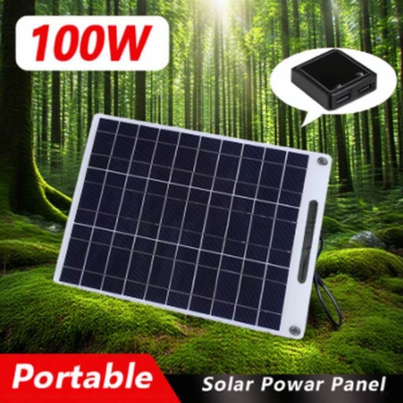 100W Portable Solar Panel Suitable For Outdoor Hiking, Outdoor Mobile Phone Charging, Outdoor Small Fan
