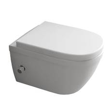 Alpenberger Dusch WC Set | Wand WC Spülrandlos mit Nano | WC Sitz mit Absenkautomatik | Moderne Toilette mit Bidet Funktion | Kloschüssel mit Armatur für Intimdusche | Passend Geberit (Almeira 8250 U)