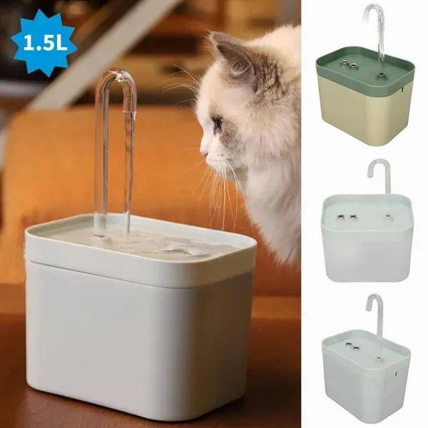 1,5L Dricksvattenfontän Katt Hund Automatisk Elektrisk Dricksskål Dispenser Skål ljusgrön färg