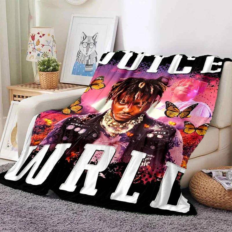 HD Juice WRLD 999 3D Legend Rapper Stjärna Mjuk Plyschfilt, Flanellpläd för Vardagsrum Sovrum Picknick Säng Soffaöverdrag gray