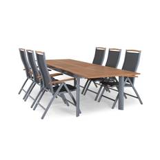 Selected Home Nice matgrupp Silver/silver i teak 6 stolar & bord 224-304 cm