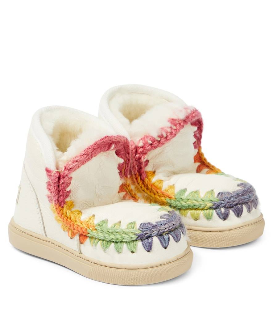 Mou Kids Zapatillas de piel con croché - blanco - EU 35