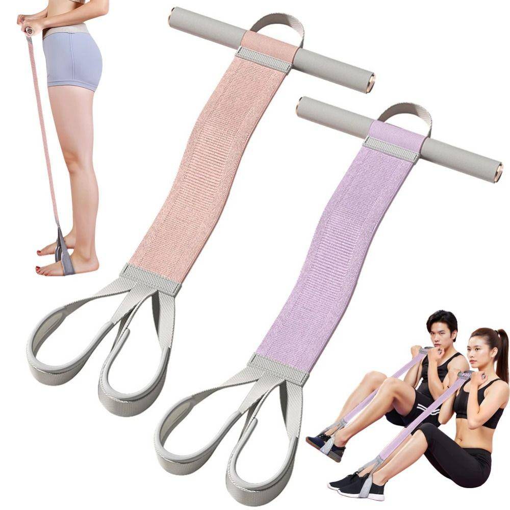 Tjockt motståndsband med handtag Elastiskt fotledsdragrep Elastiskt träningsband Gymutrustning rosa