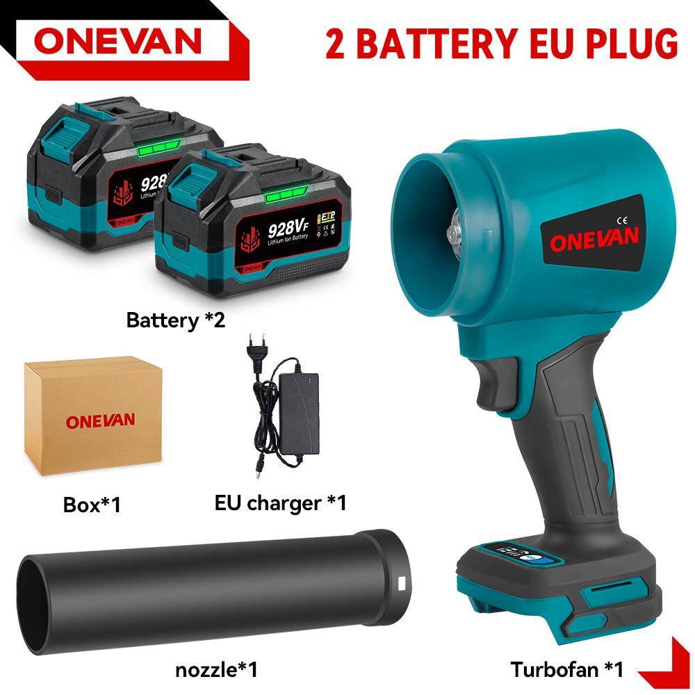 ONEVAN Borstlös Elektrisk Lövblås Turboladdning 3 Växlar Reglering Sladdlös Effektiv Löv Damm Snö Verktyg För 18V Makita Batteri 2 Battery-EU