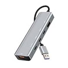 ARCELI USB-hubb, 5-i-1 docking station USB-hubbar (2 USB C docking station, 2 USB A-hub), 1 DC-in 5 V typ-C Power port, USB A-splitter för kompatibel med 15-serien, Galaxy S24, Surface, Pad Pro/Air