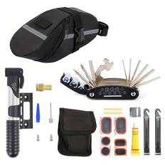 TEMU 1set Multifunctional Bike Cycling Mechanic Repair Kit, Bike Tool Combo Set, Include 1pc Bicycle   Bag, Mini Bike Pump Kit, 16-in-1 Bike Repair Tool Kit