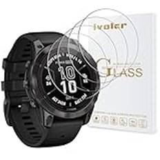 iVoler 4 stycken härdat glas till Garmin Fenix 7 PRO Solar/Fenix 7 PRO Solar Sapphire/Fenix 7/Fenix 7 Sapphire Solar 47 mm, skärmskydd mot repor, bubbelfri