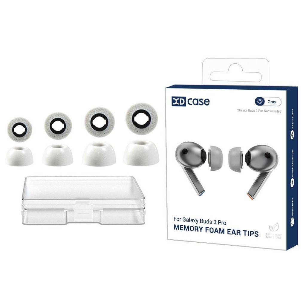 XDcase Samsung Galaxy Buds3 Pro Memory Foam Öronproppar, 4 par – Grå