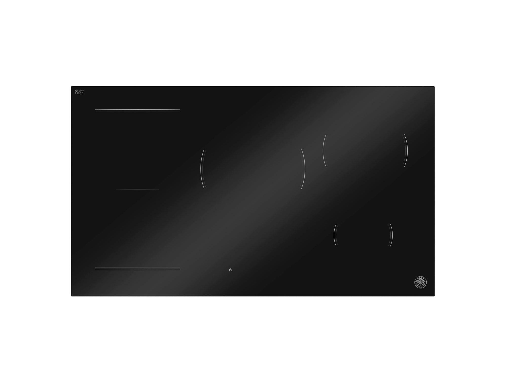 90 cm induktionskogeplade, 5 zoner, LED-display.