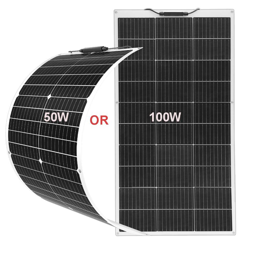 XINPUGUANG Flexible Solar Panel 50W 100W 12V Monocrystalline Off-Grid Charger Kit for Marine RV Cabin Van Car Uneven Surfaces