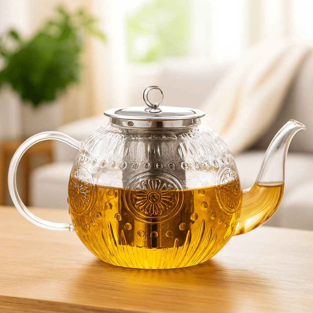 TEMU 500ml 50oz Glass Teapot Featuring A Detachable Infuser, Heat-resistant Borosilicate Glass Kettle Suitable For Brewing Flower Tea And Loose Leaf Tea, Safe For Stovetop Use